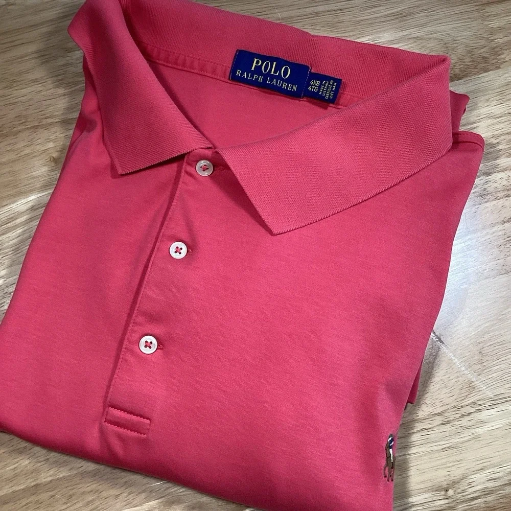 Mens Polo Ralph Lauren Big And Tall Short Sleeve Golf Polo- Salmon - 4XB